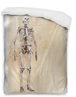 Skeleton Sketch & Watercolor Vintage Background Duvet - Skeleton (400x400), Png Download