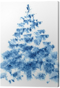 Blue Watercolor Christmas Tree Canvas Print • Pixers® - Christmas Tree (400x400), Png Download