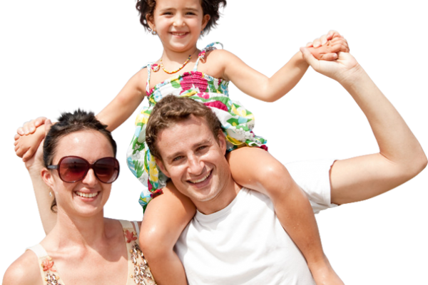 Family-600x400 - Family On The Beach Png (600x400), Png Download