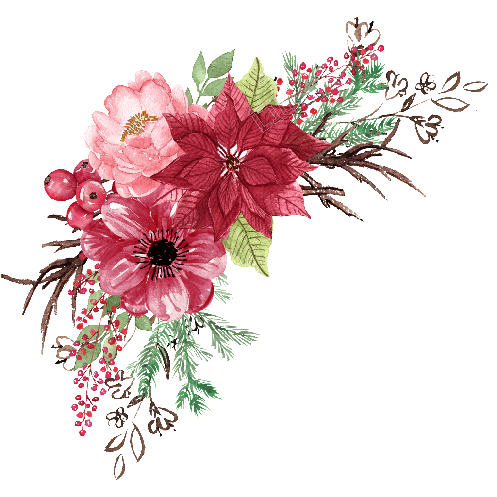 Banner Freeuse Library Flowers Free Matting Download - Red Watercolor Flowers Png (1024x1024), Png Download