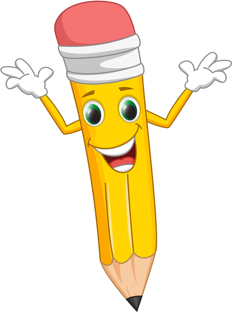 Funny Cartoon Pencil Vector Material - Cartoon Pencil (750x1024), Png Download