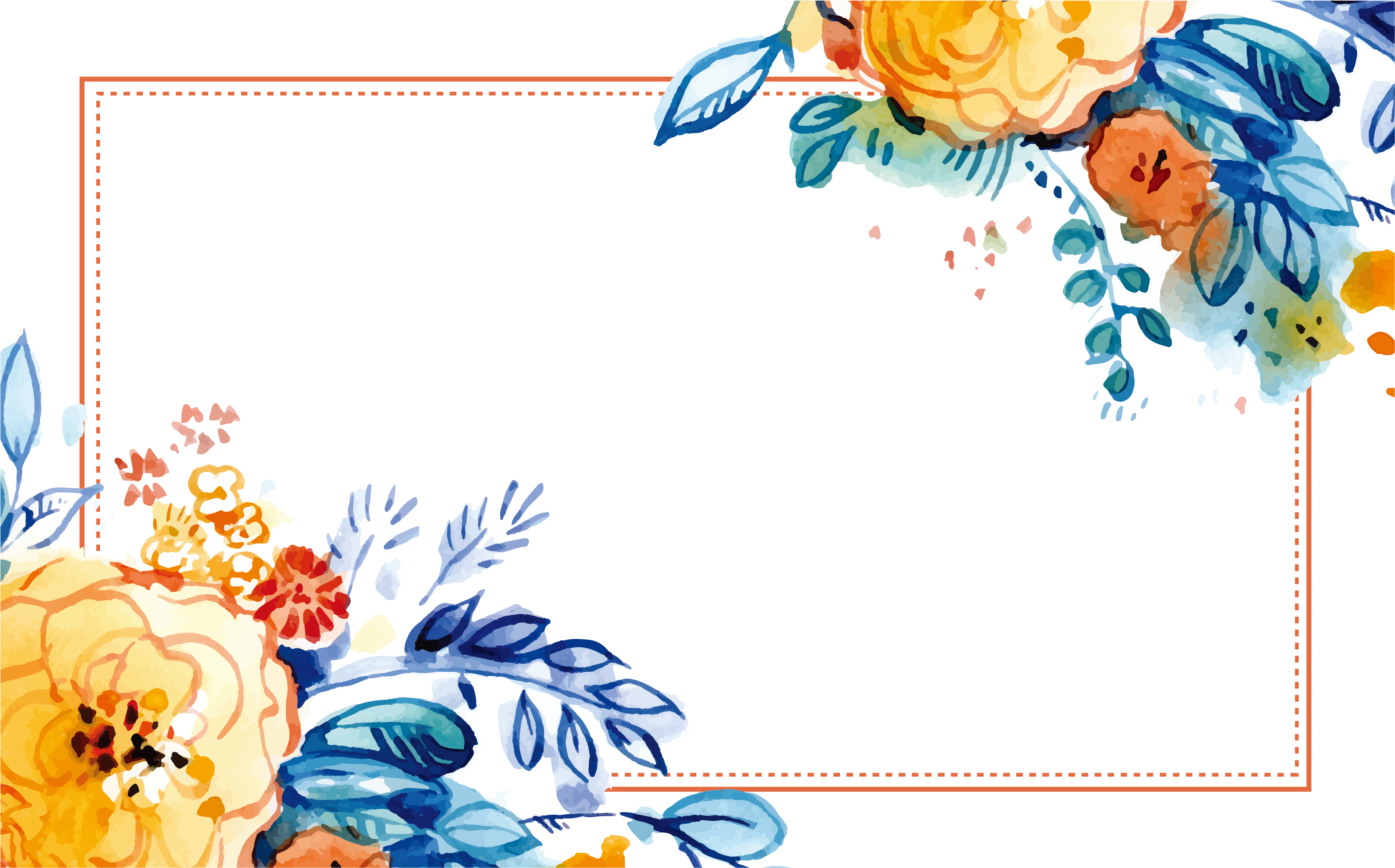 Download Envelope Silhouette At Getdrawings Blue Orange Flower Watercolor Png Png Image With No Background Pngkey Com