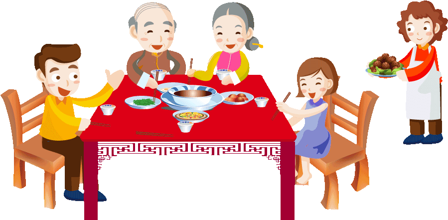 Chinese New Year Oudejaarsdag Van De Maankalender New - 一家 人 吃饭 卡通 (907x455), Png Download