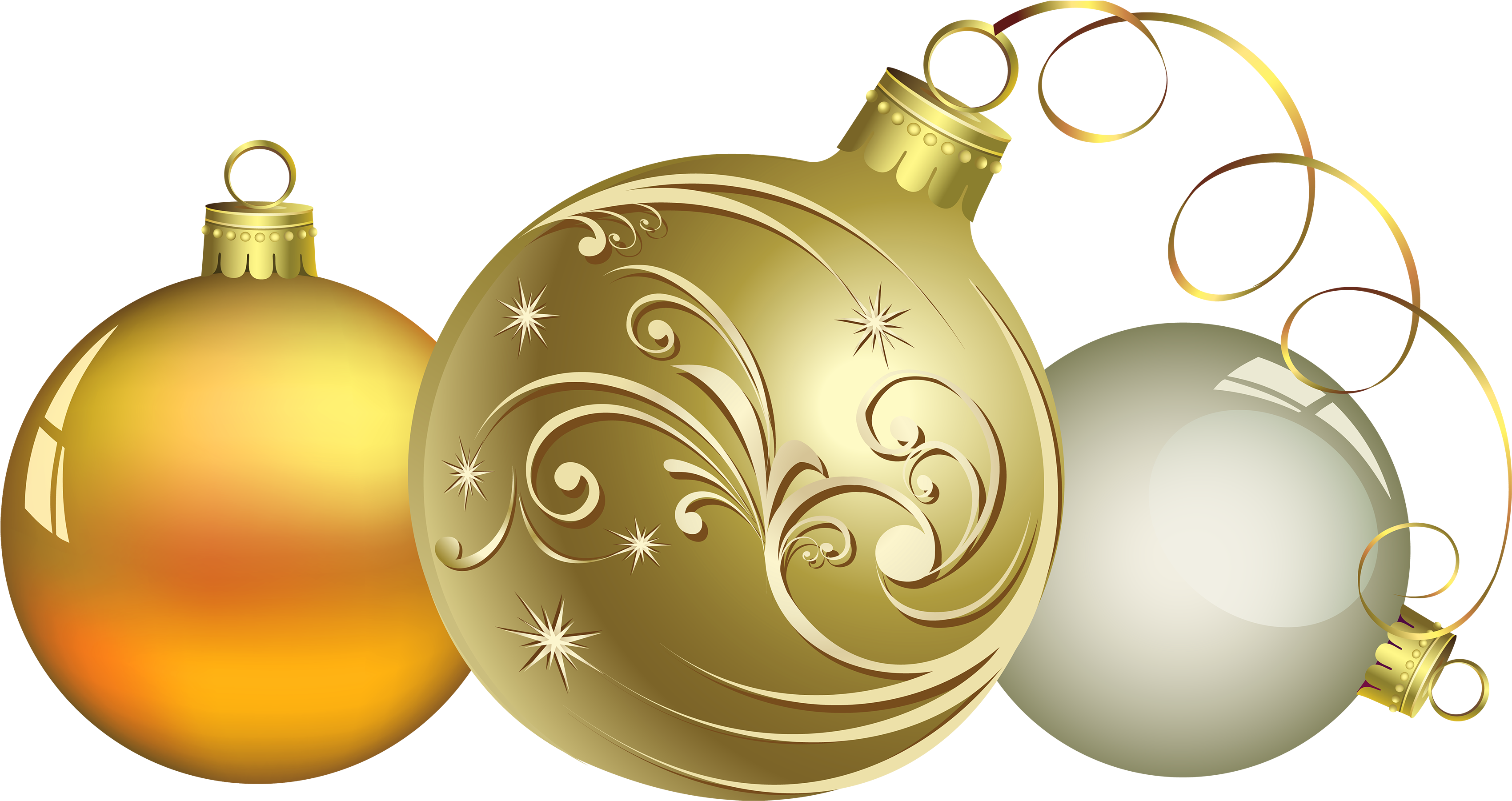 Christmas Ball Decor Png Clipart - Transparent Background Christmas Ornaments (3500x1860), Png Download