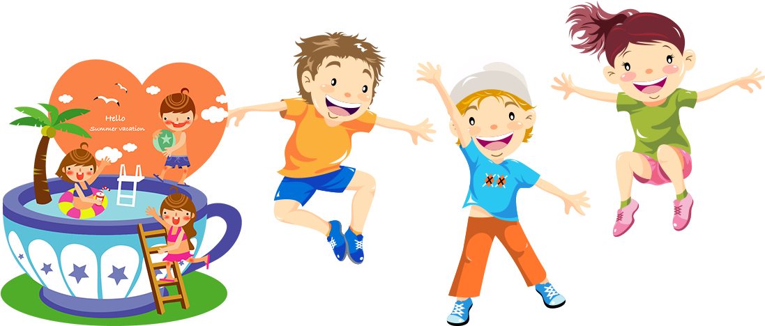 Child Play Jumping Illustration - Cartoon Kids Playing Png (1232x725), Png Download