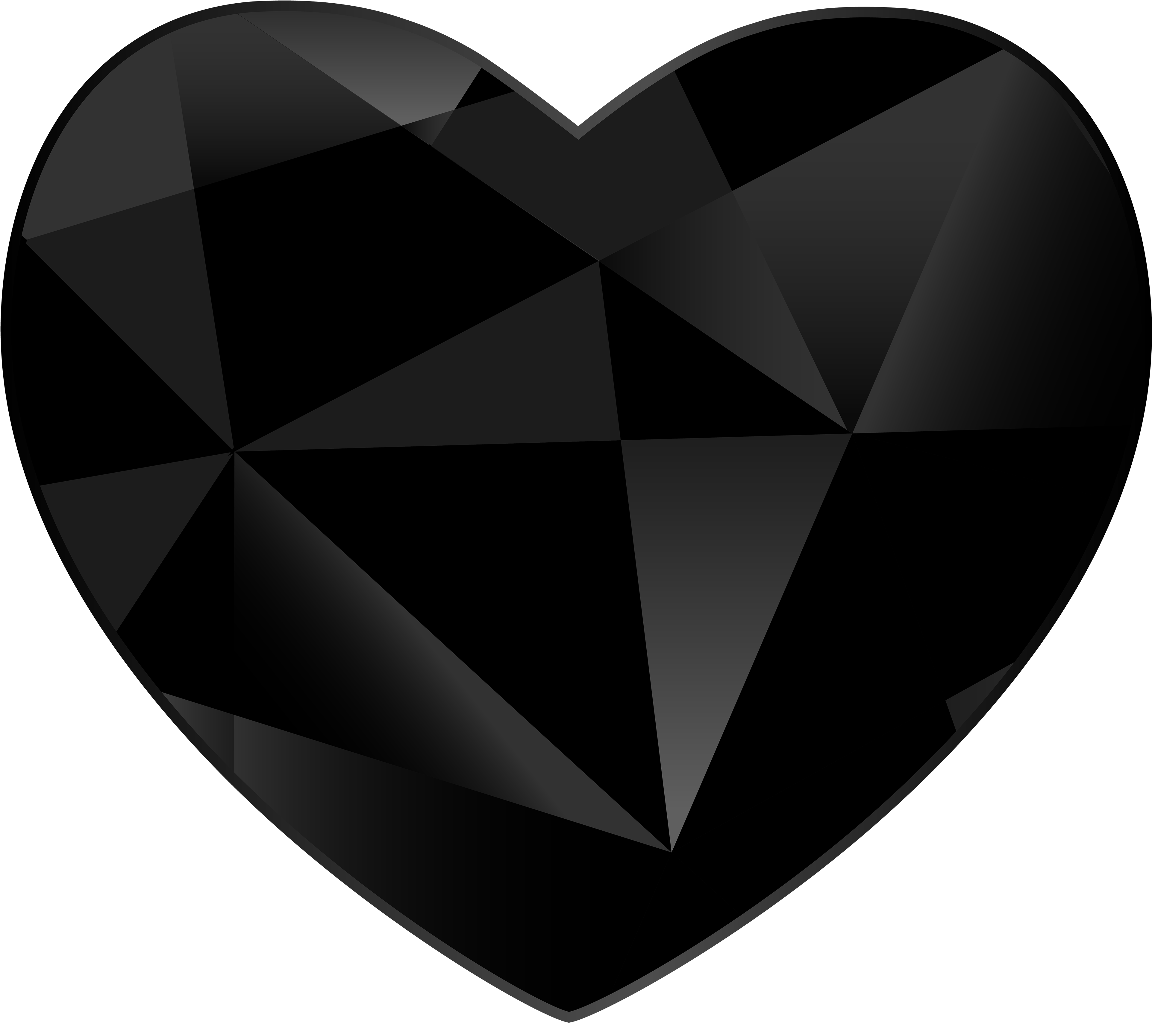Black Gem Heart Png Clipart - Clip Art (4000x3589), Png Download