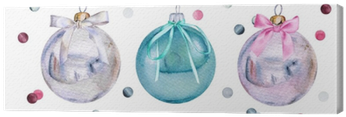 Set Of Watercolor Christmas Glass Balls With Bows And - Christmas Day (400x400), Png Download