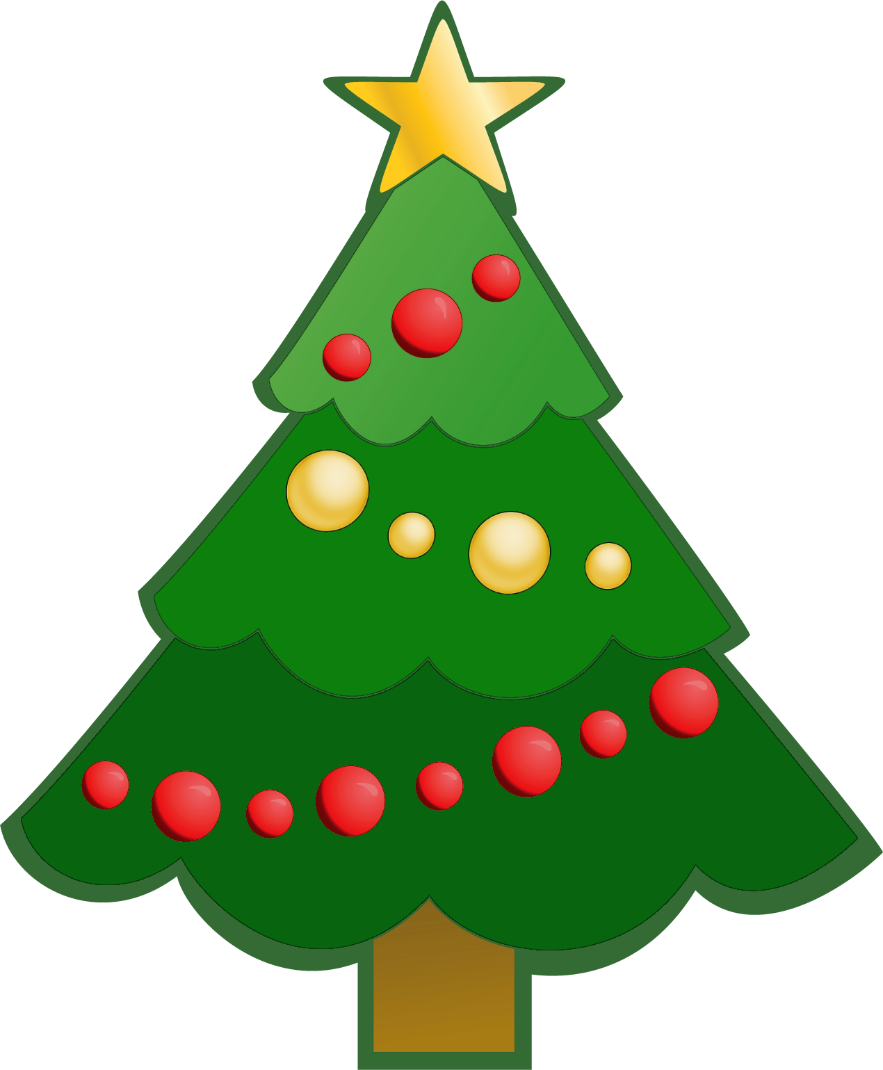 Collection Of Green Christmas Tree Clipart High Quality - Simple Christmas Tree Clipart (1270x1539), Png Download