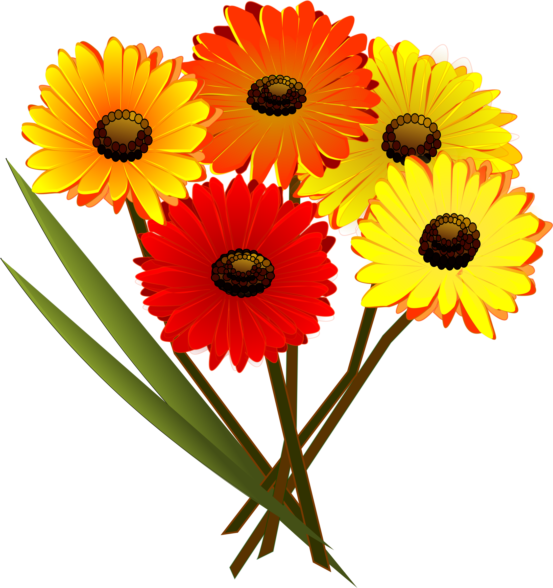 Daisy Clipart Flower Bunch - Clip Art Bunch Of Flowers (2235x2377), Png Download