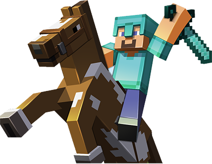 Steve Riding Horse - Minecraft Papercraft 48-piece Minecart Set (428x330), Png Download