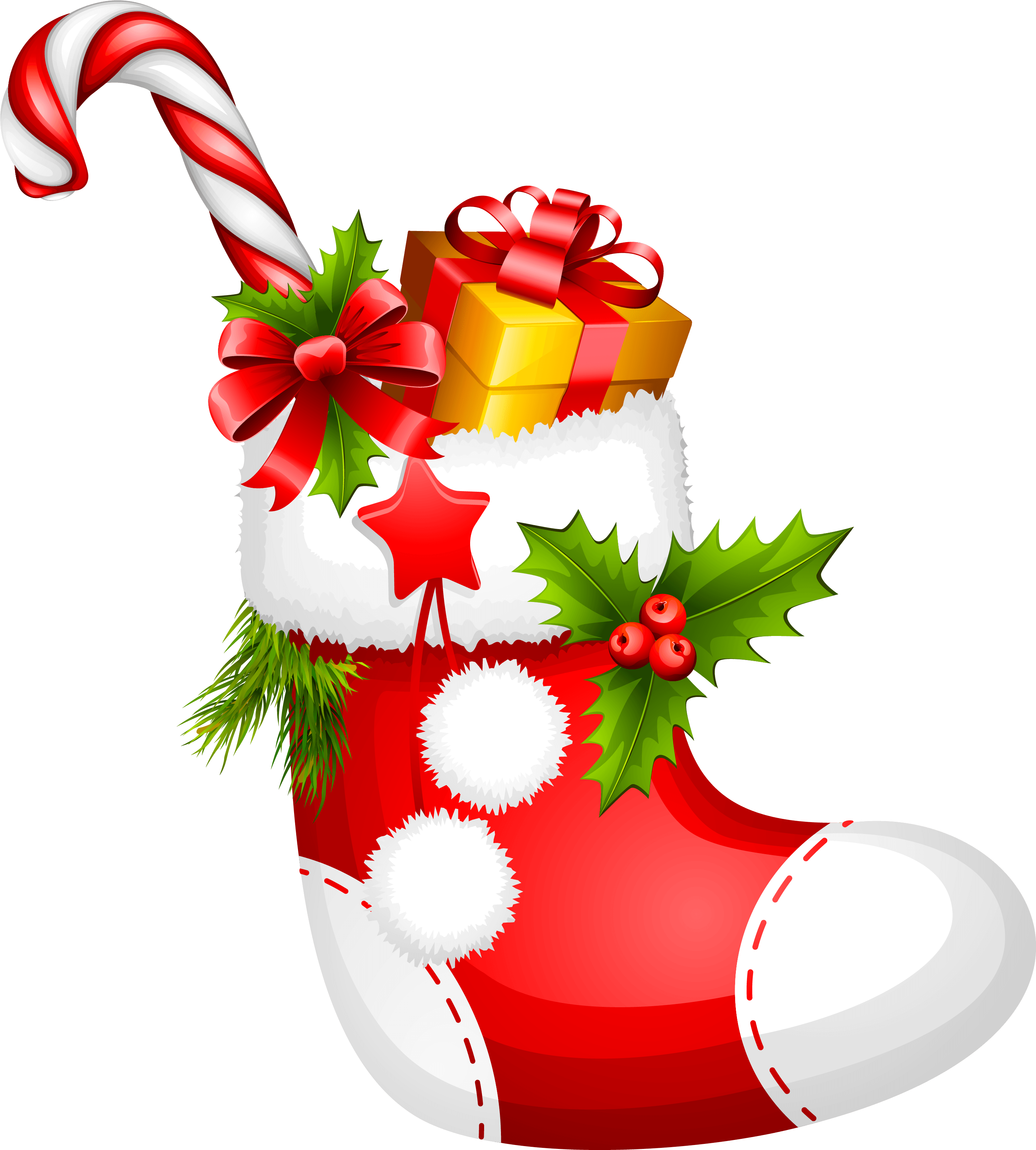 Christmas Stocking With Candy Cane Png Picture - Christmas Sock Png (542x600), Png Download