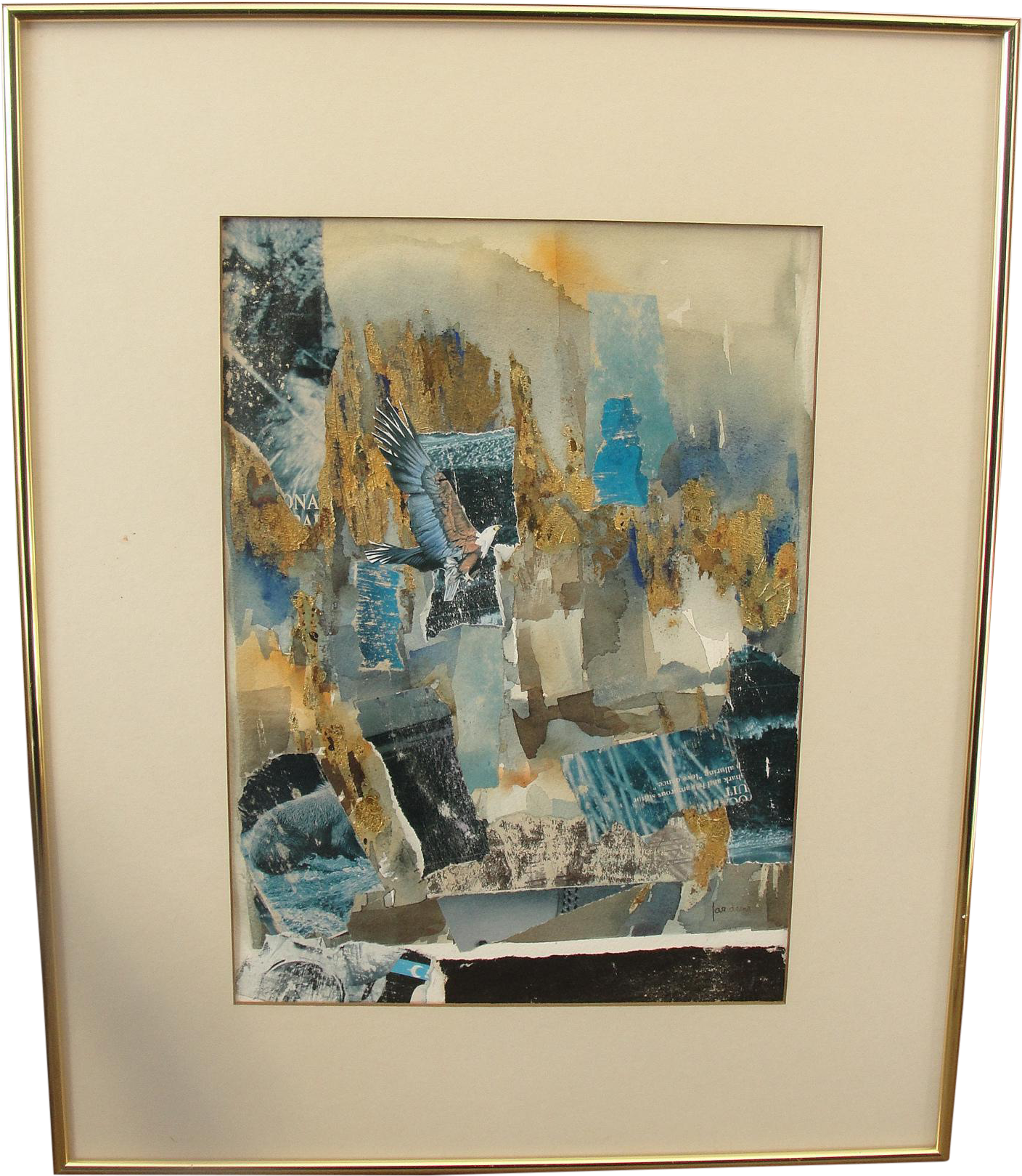 Abstract Watercolor Decoupage Mixed Media With Eagle - Picture Frame (1563x1798), Png Download