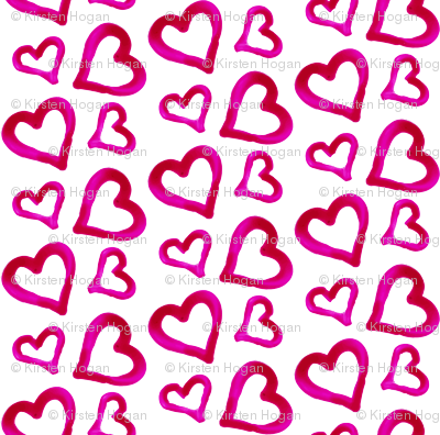 Valentine's Day Pink Watercolor Hearts Cute Valentines - Heart (400x396), Png Download