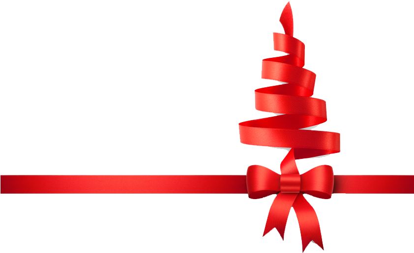 Christmas Ribbon Tree Png - Christmas Tree Ribbon Png (841x571), Png Download
