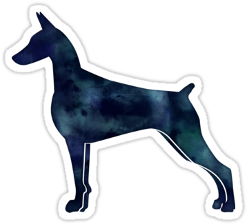 Doberman Pinscher Black Watercolor Silhouette By Tripoddogdesign - Dobermann (375x360), Png Download