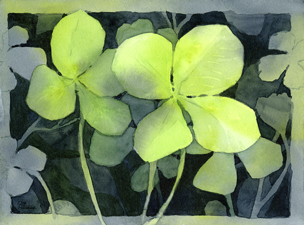 Click And Drag To Re-position The Image, If Desired - Watercolor 2 Clovers (600x444), Png Download