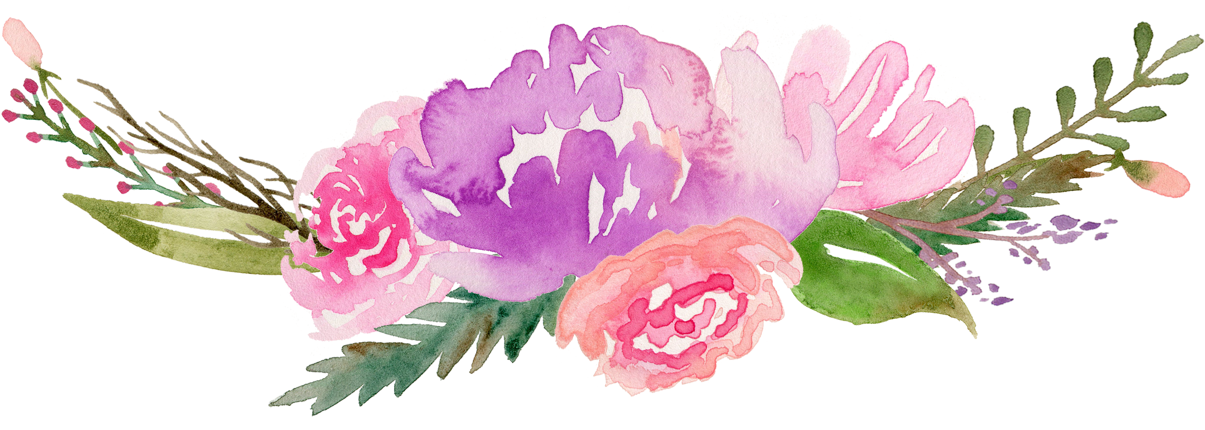 Royalty Free Flowers Watercolor Painting Clip Art Along - Watercolour Flower Clipart Free (3000x1500), Png Download