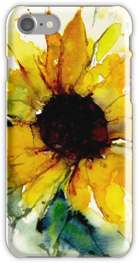 Sunflower Iphone 7 Snap Case - Water Color Tattoo Sunflower (750x1000), Png Download