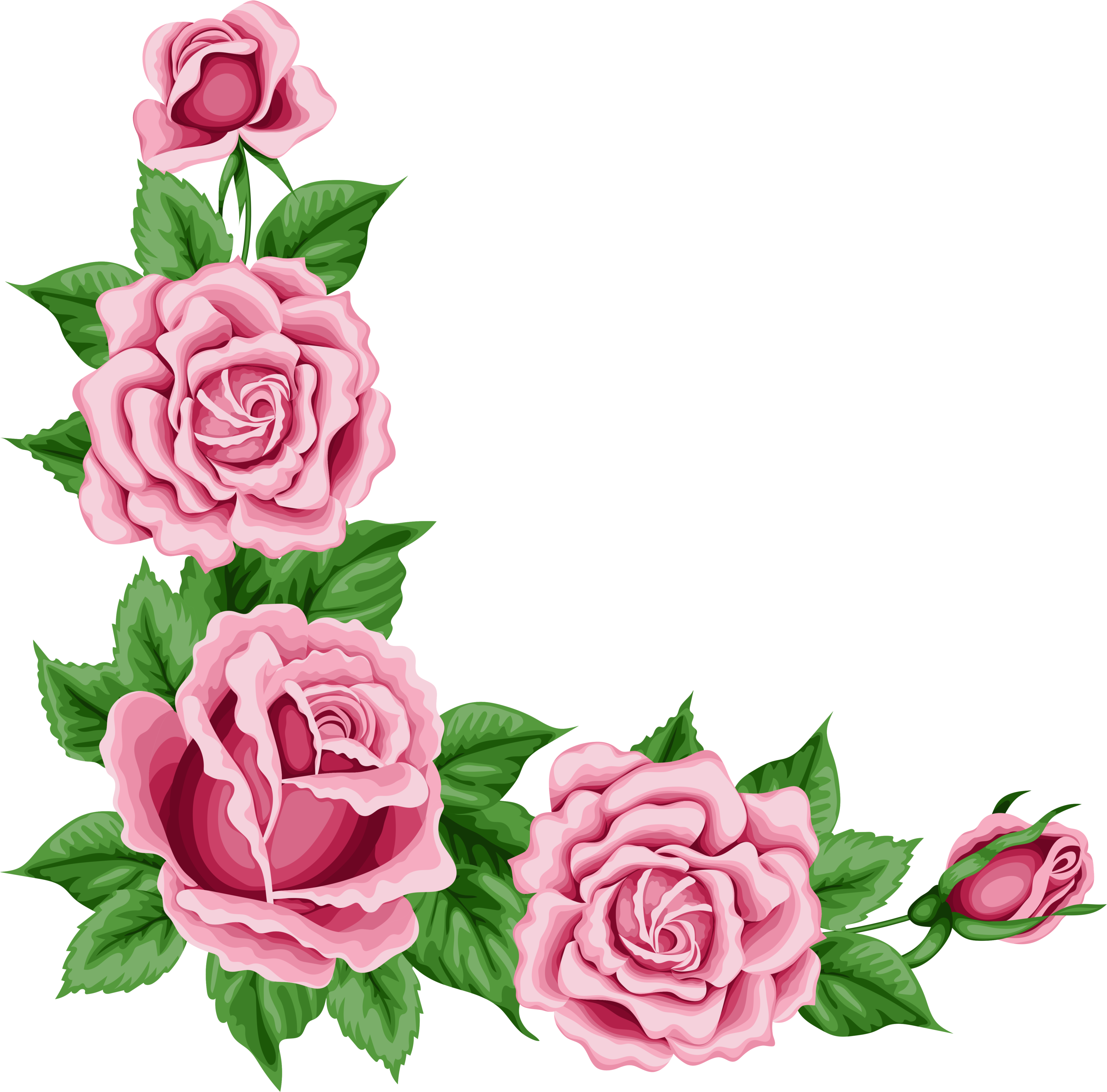 Roses Corner Decoration Png Clipart Picture Gallery - Roses Corner Border Png (5221x5141), Png Download