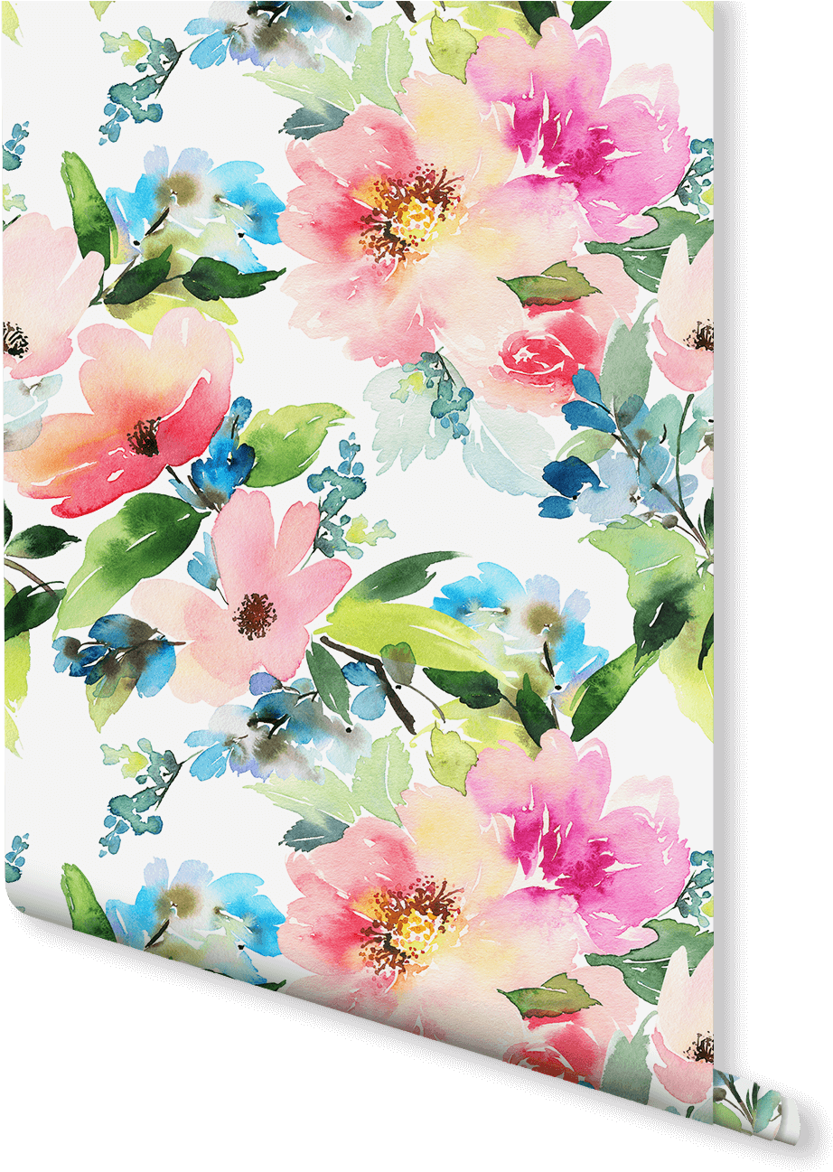 Summer Floral Wallpaper Pink Watercolor Floral Wallpaper, - Watercolor Flower Pattern (940x1296), Png Download