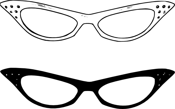 Glasses Clip Art With Blinking Eyes - Cat Eye Sunglasses Clip Art (600x375), Png Download