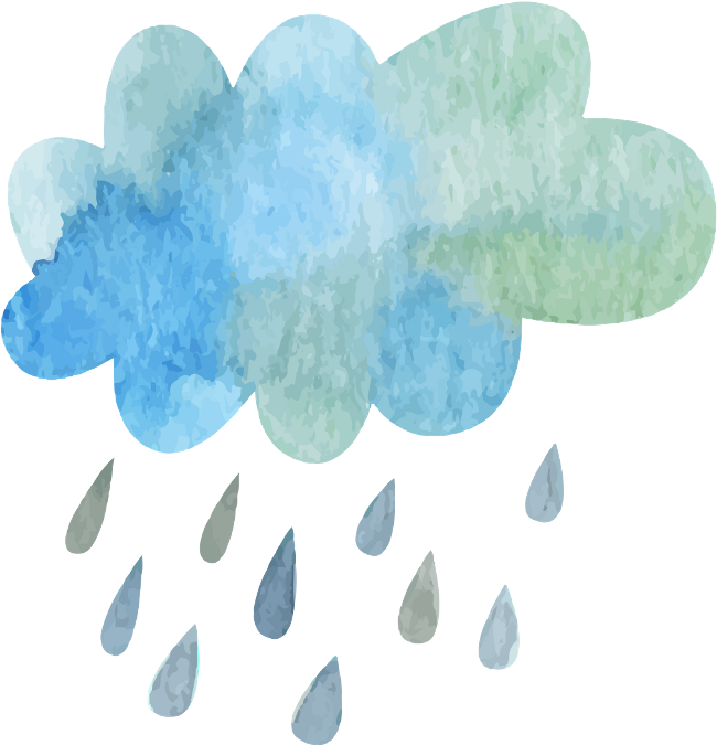 Ftestickers Watercolor Cloud Rain Blueandgreen - Cloud And Rain Png (1024x1024), Png Download