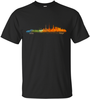 Tokyo Japan City Skyline In Watercolor Art - Stranger Things T Shirt Kopen (400x400), Png Download