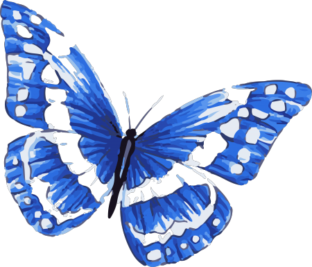 Blue Morpho Butterfly Tattoo In Watercolor Art With - Blue And White Butterfly Tattoo (450x385), Png Download