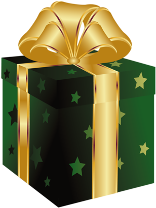 Gift Clipart Green Present - Green Present Clip Art (326x427), Png Download