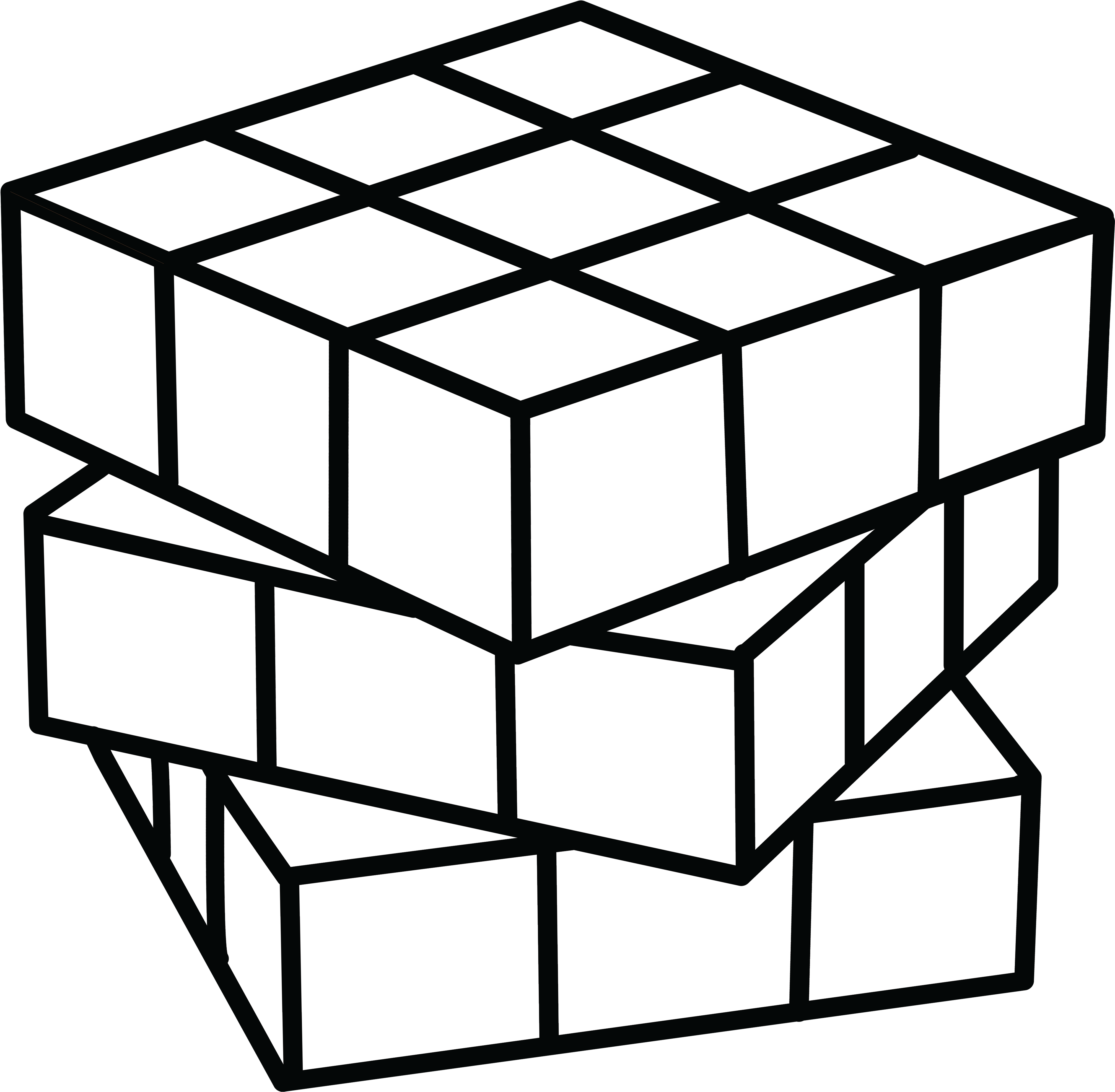 Cube Clipart Coloring Page - Rubix Cube Coloring Pages (4542x4462), Png Download