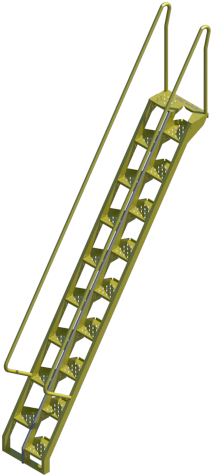 Alternating Tread Stairs, Steel, 56°, Revit Png - Steel (272x480), Png Download