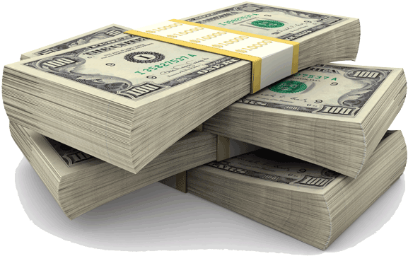 Functions Of Government Money - 4 Stacks Of Money (600x377), Png Download