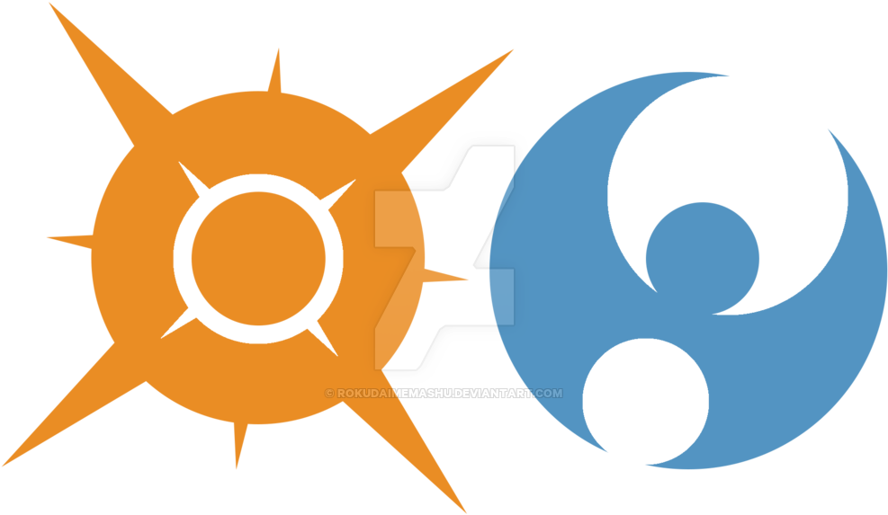 Pokemon Sun Logos Image Black And White Stock - Pokemon Sun And Moon Symbols (1024x576), Png Download