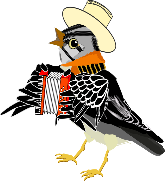 Bird Accordion Music Watercolor Painting - Wróbel Png (687x750), Png Download