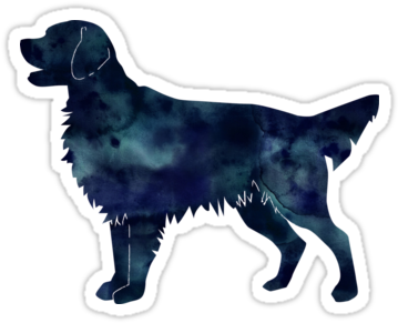 Golden Retriever And Flat-coated Retriever Black Watercolor - Flat Coated Retriever Outlines (375x360), Png Download