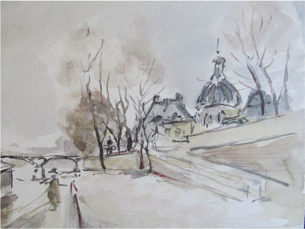 Reserved Vintage Edwardian French Watercolor Painting - Vintage French Watercolor (1023x1023), Png Download