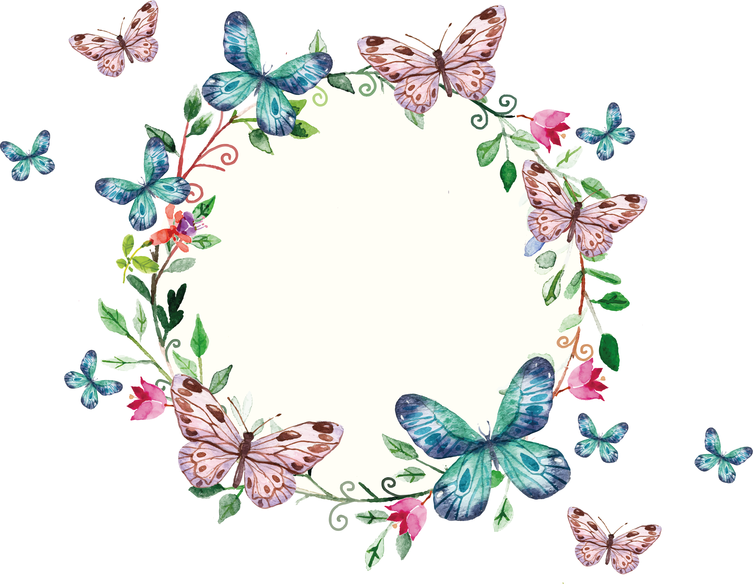 Butterfly Frame, Flower Frame, Frame Floral, Butterfly - Password Logbook (3131x2429), Png Download