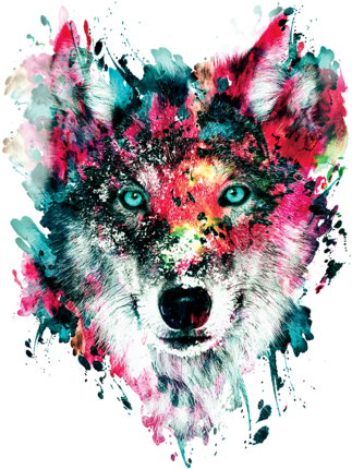 Watercolor Wolf - Cafepress Wolf Tile Coaster (571x495), Png Download