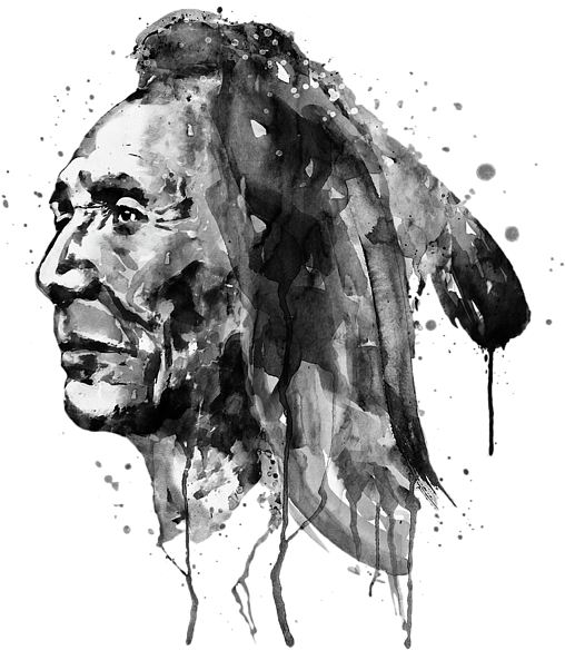 Bleed Area May Not Be Visible - Native Warrior Black And White (600x600), Png Download