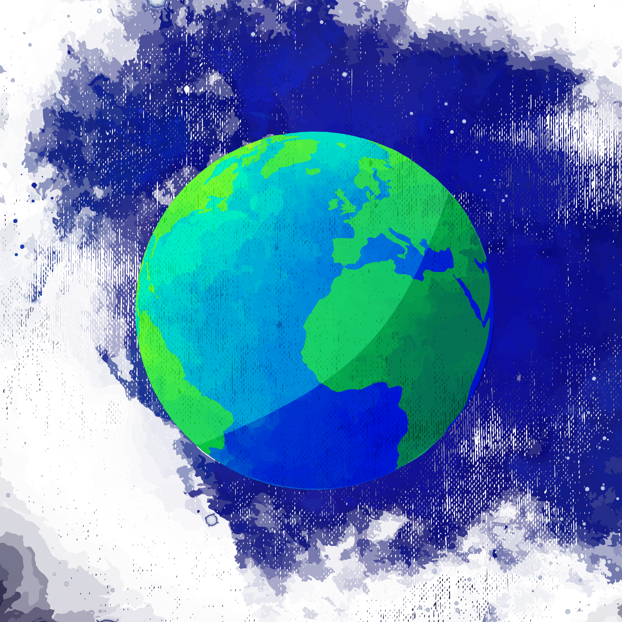 Clip Art Download Earth Painting Sky Background Transprent - Watercolor Earth Transparent Background (2100x2100), Png Download