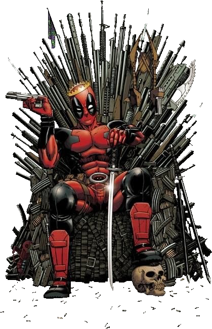 Deadpool Got - Deadpool On Iron Throne (486x750), Png Download