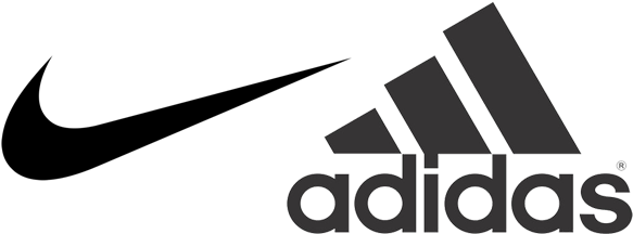 Adidas Logo Png Transparent - Adidas Logo And Nike Logo (600x255), Png Download