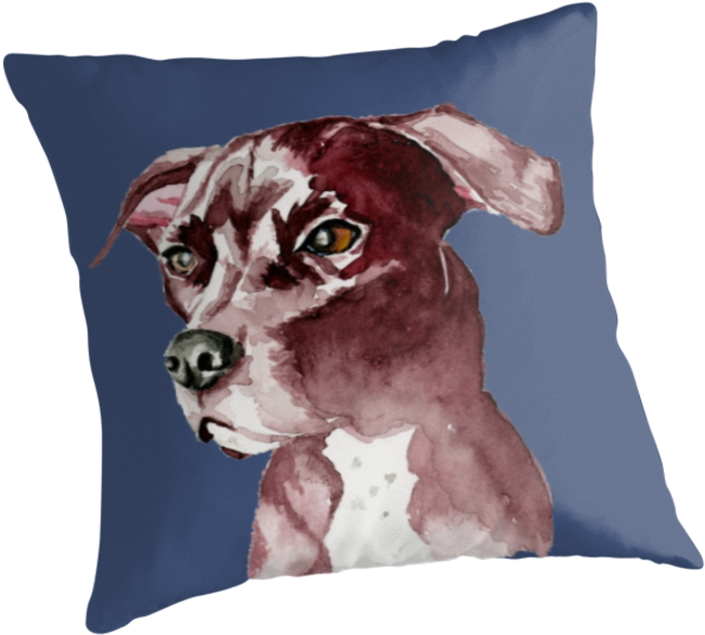 This Is A Watercolor Painting Of A Pitbull Dog - Zazzle Monochromatic Pit Bull Dog Watercolor Painting (875x875), Png Download