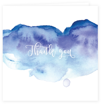 Watercolour Thank You Card Blue - The Dress (435x448), Png Download