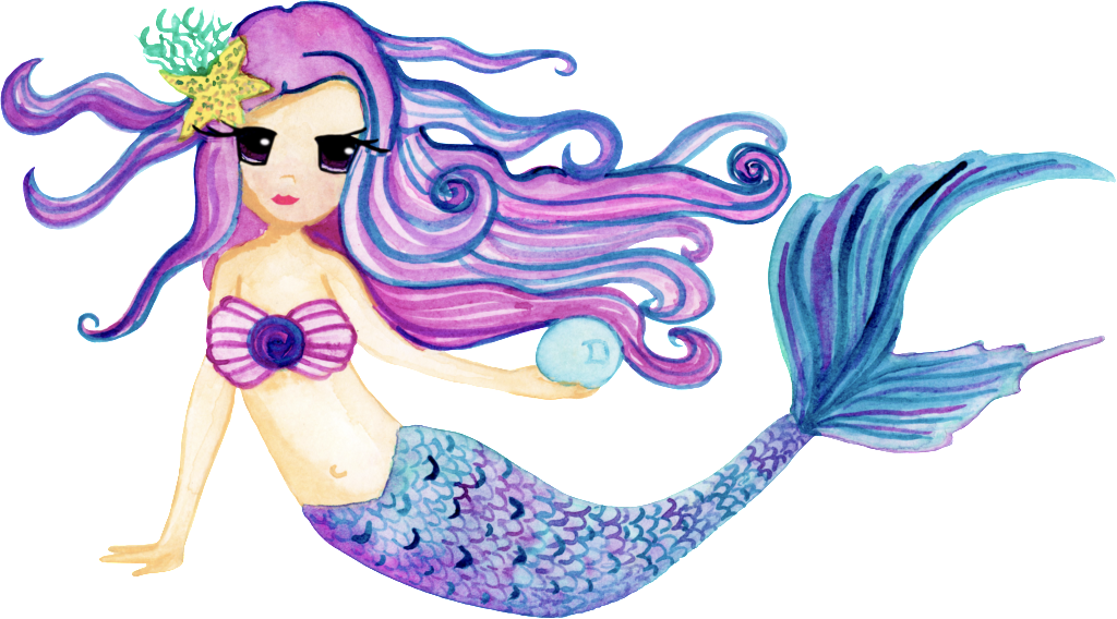 This Graphics Is Hand Drawn Cartoon Mermaid Png Transparent - Cute Personalized Mermaid Note Cards (1024x568), Png Download