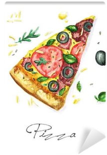 Watercolor Food Painting - Pizzai Disegno Aquerello (400x400), Png Download