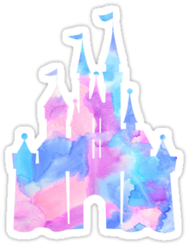 Watercolor Disney Castle Sticker - Disney Castle Stickers (375x360), Png Download
