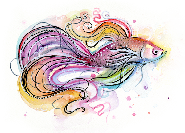 Bleed Area May Not Be Visible - Betta Fish Design (600x433), Png Download