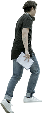 Guy Walking Upstairs Architecture - People Walking Stairs Png (255x480), Png Download