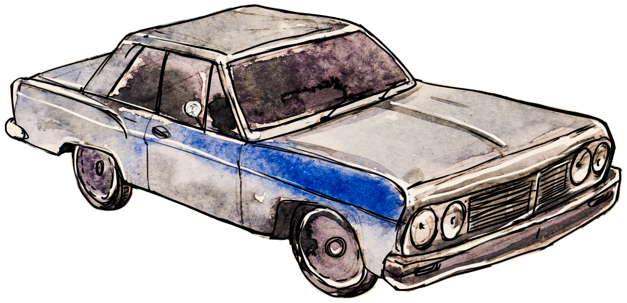 Watercolor Cars Example Image - Watercolor Painting (2029x982), Png Download